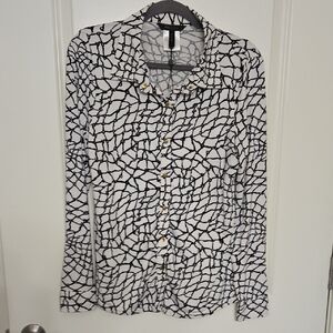 BCBGMaxAzria Monochrome Abstract Blouse